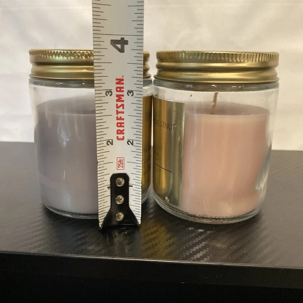 Set Of 2 Scented 6 oz Jar Candles Snow‎ Whipped Coconut & Bourbon Chestnut